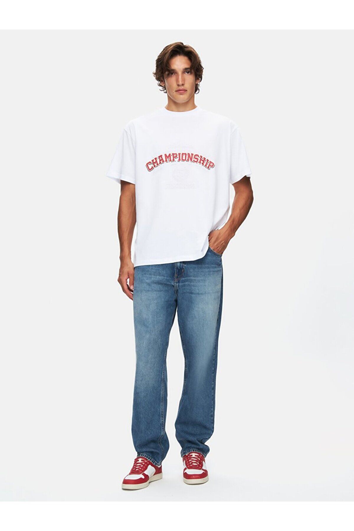 Ltb-Printed Loose Short Sleeve White T-Shirt 1