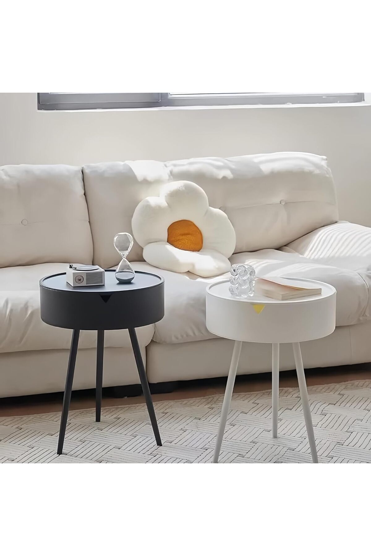 Generic-Winsoyya Side Table Round End Table with Storage, Bedroom Nightstand, Modern Small Side Triangle Le 7