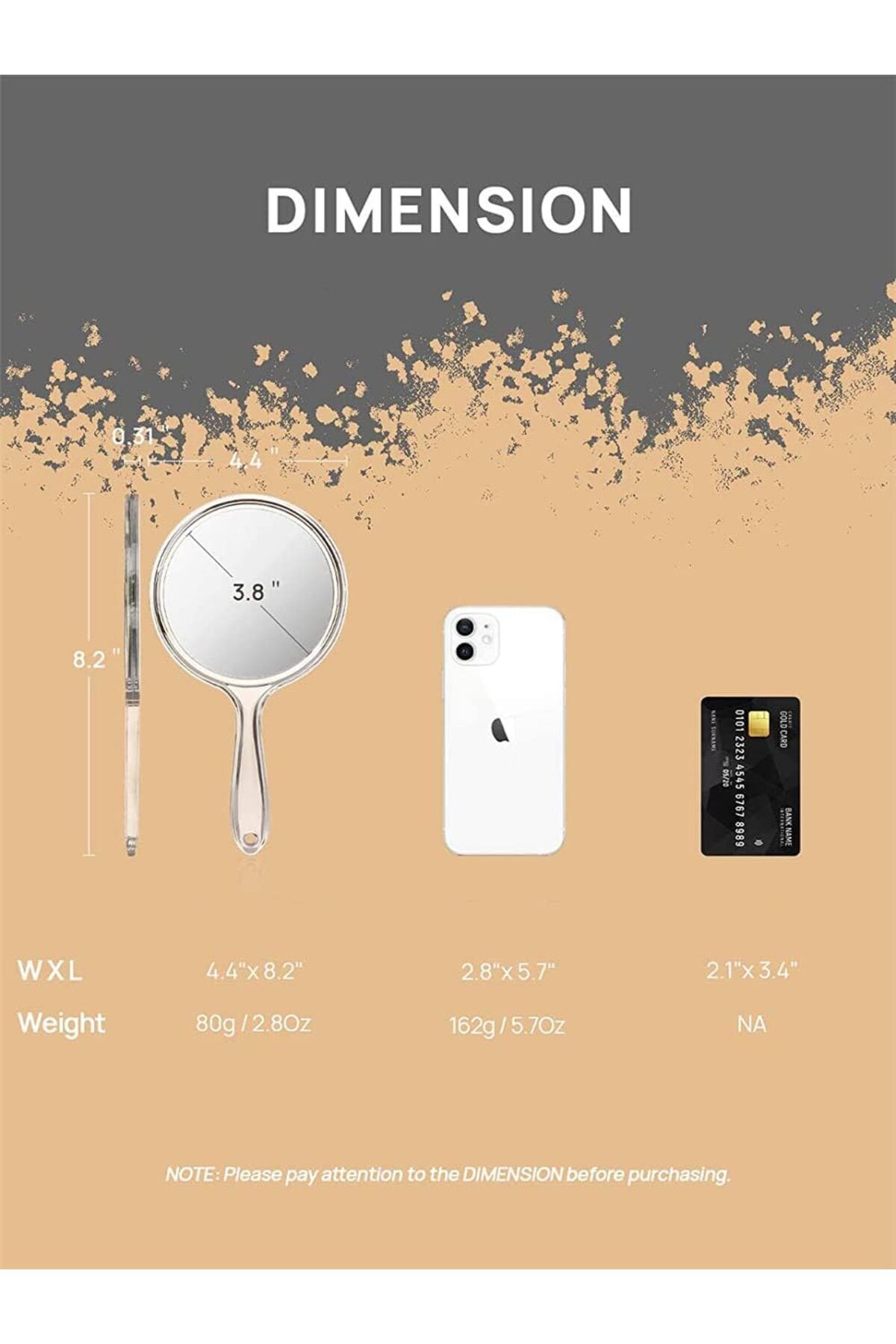 Generic-KASTWAVE Set of 3 Double-Sided Handheld Mirrors with 1X/3X Magnification and Comfortable Handle - f 3