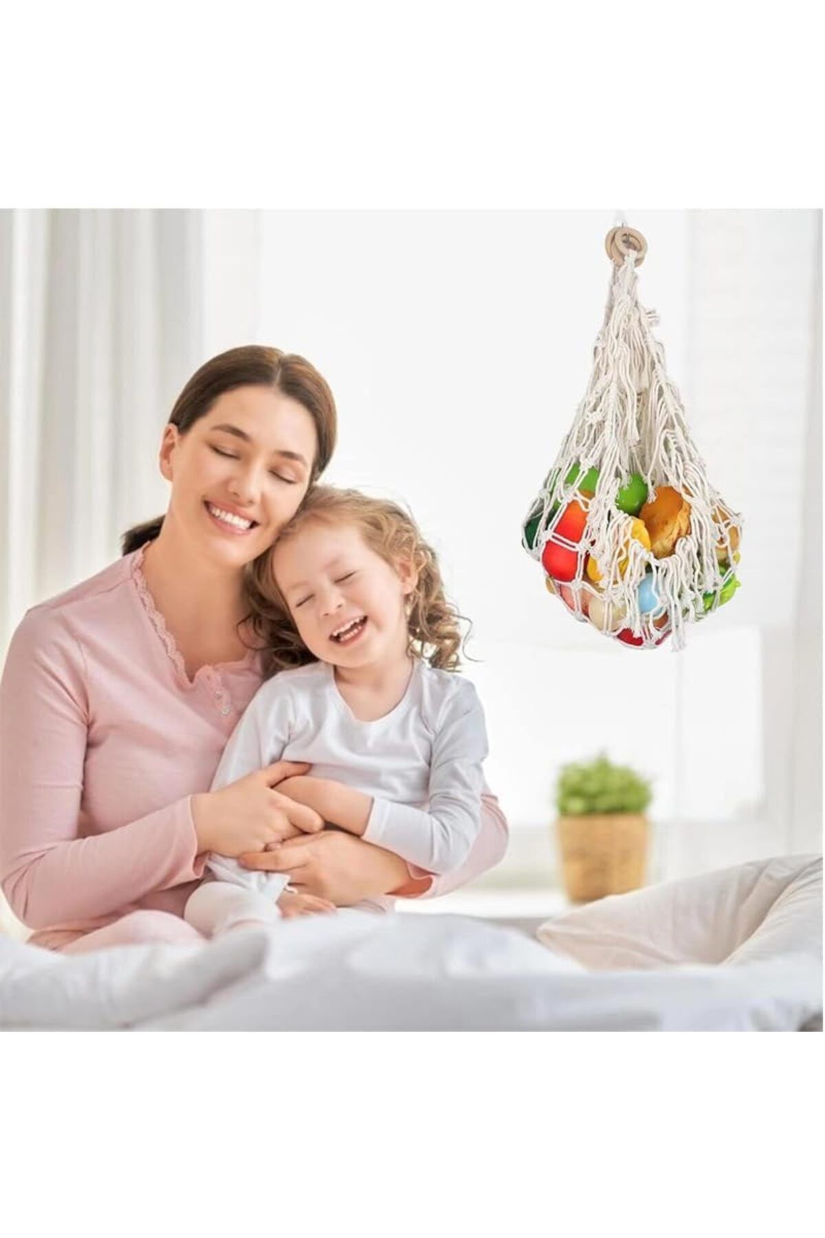 Generic-Tazweeq Macrame Nursery Hanging Organizers, Large Boho Style Rope Net Holder for Kids Toys, Easy In 7