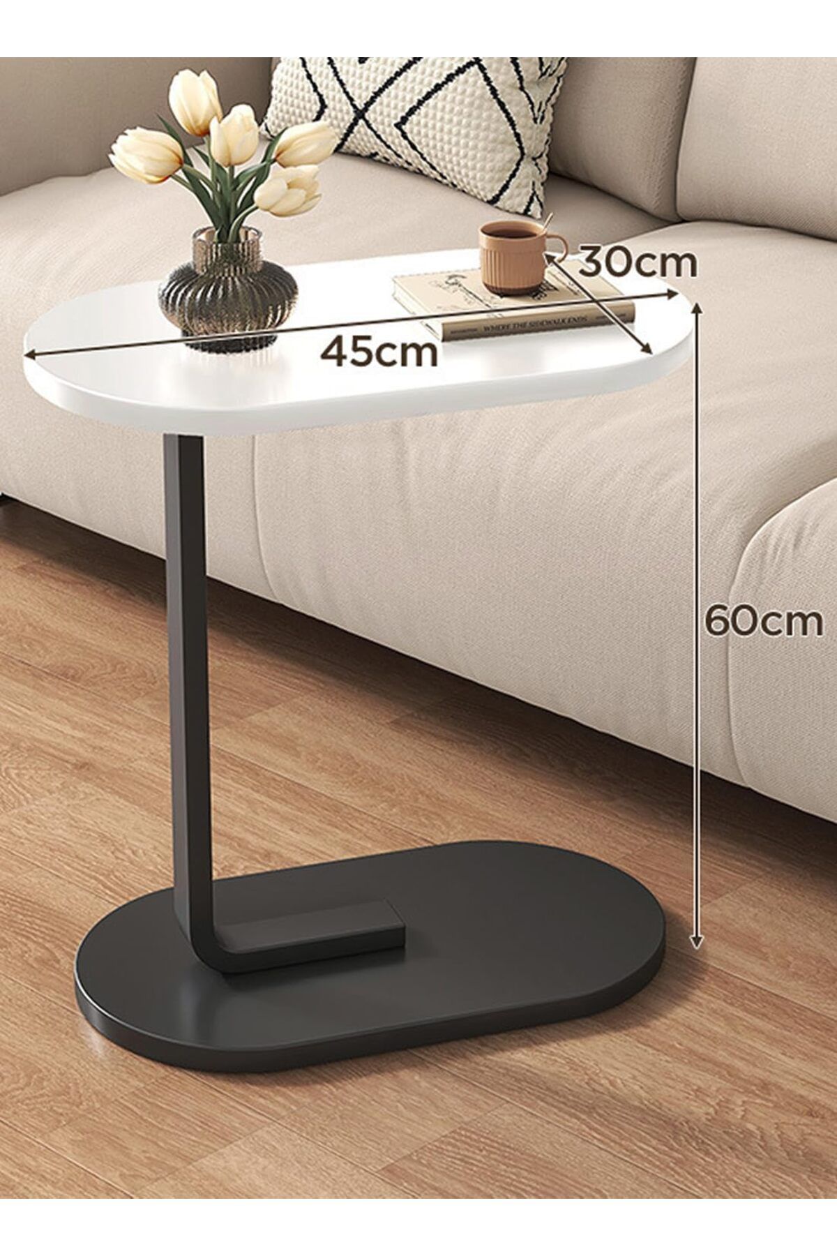 Generic-EqiEch C-Shaped Side Table, Versatile Coffee Desk & Sofa End Table for Living Room, Easy to Assembl 6