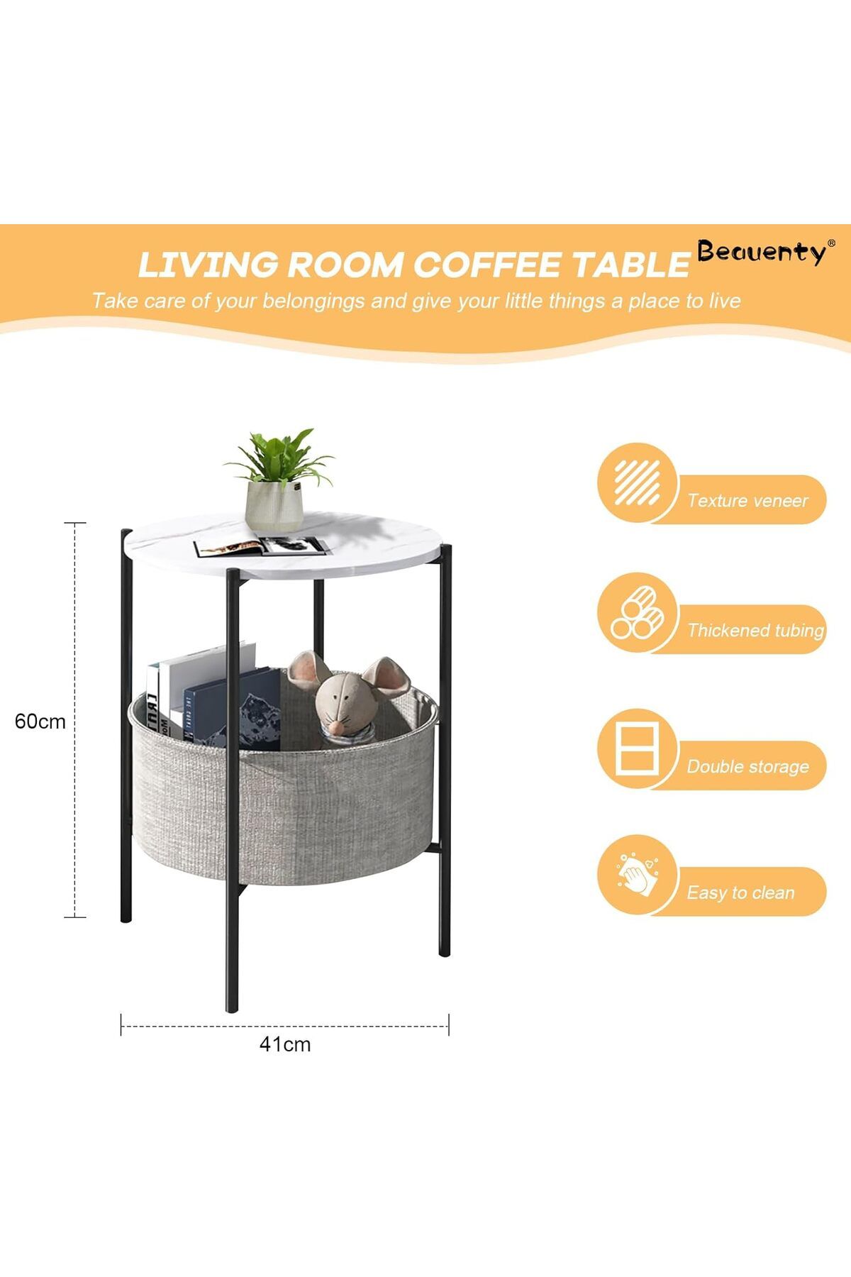 Generic-Beauenty Side Table, End Table for Couch Sofa Living Room, Wood Couch Tables that Slide Under with 3