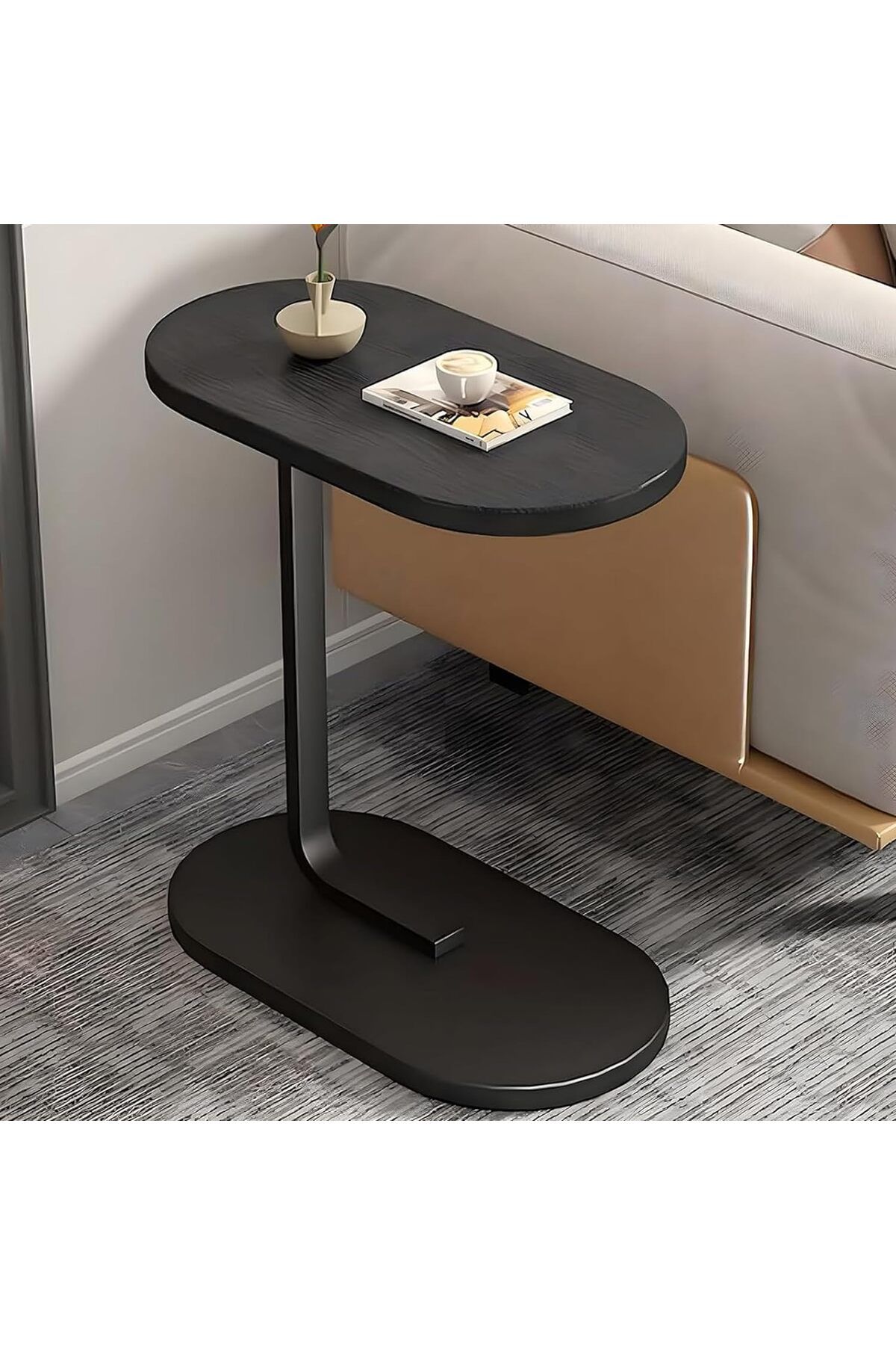 Generic-End Table, C Shaped Side Table, Couch Tables That Slide Under, Small Side Table, Narrow Table for B 7