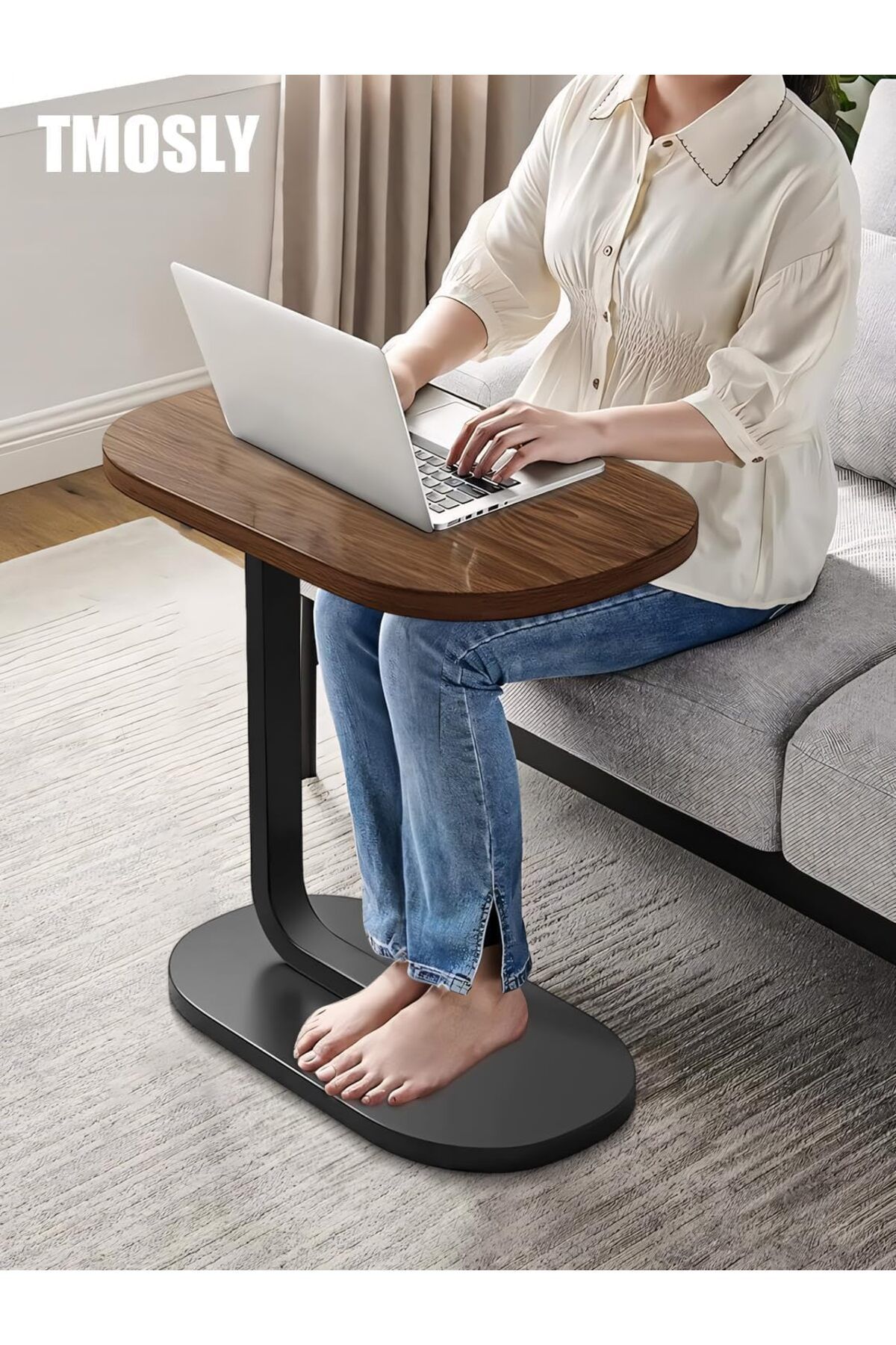 Generic-Jorunb Modern C Shaped Side Table C Shaped End Table for Little Spaces Small Couch Side Tables That 4