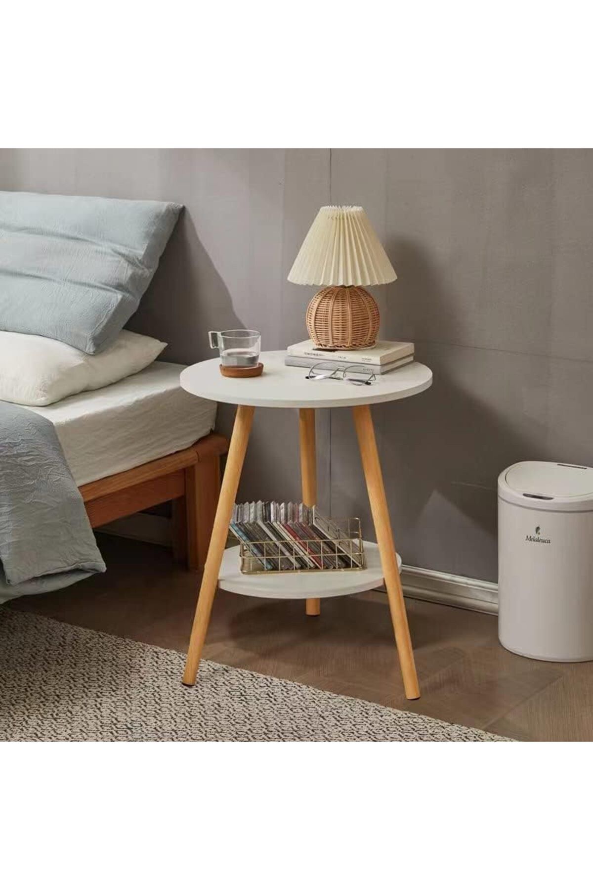 Generic-Solerconm 2-Layer Round Coffee Table,End Tables for Living Room, Side Tables, Sturdy and Easy Assem 6