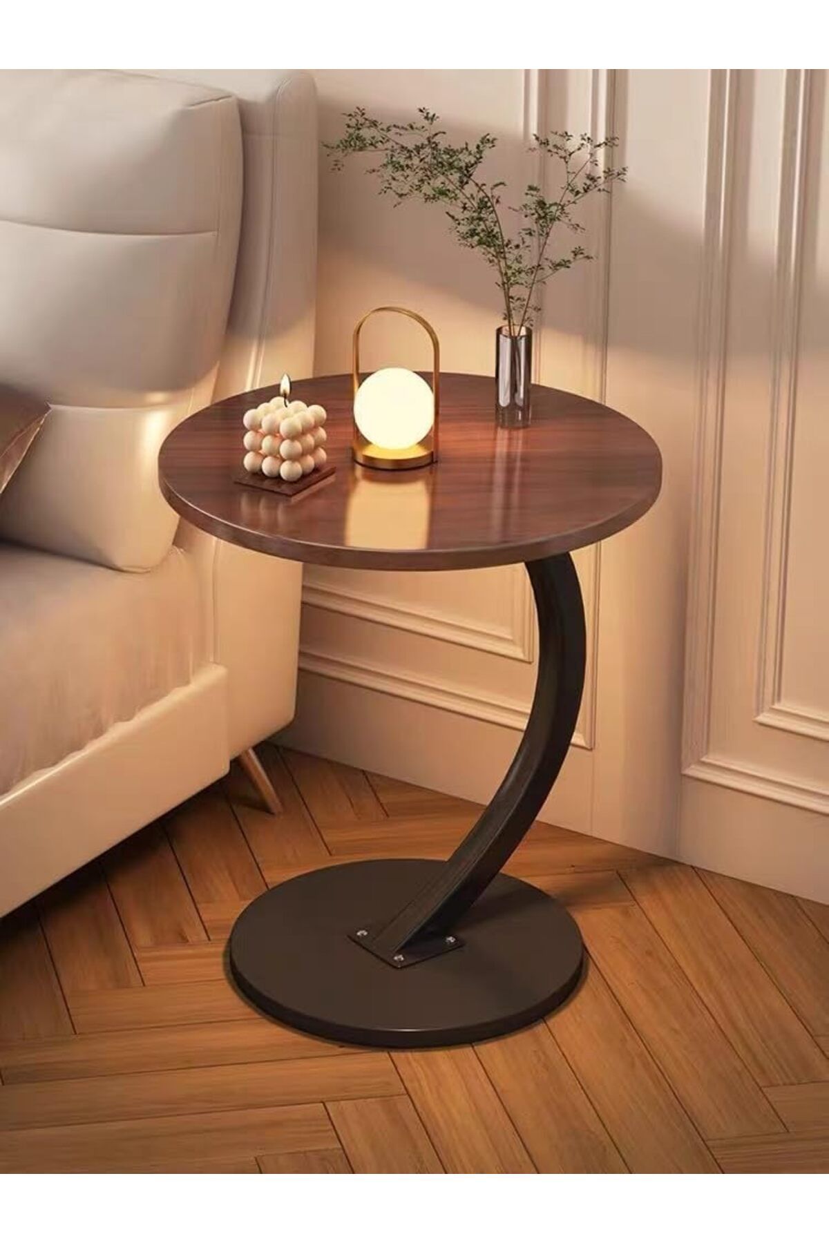 Generic-AIRFULAE Round Side Table, End Table for Small Spaces Round Coffee Table Wood Rustic Nightstand Bed 3