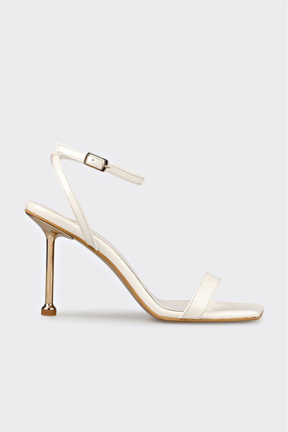 Elle Shoes Beyaz Kadın Topuklu Sandalet