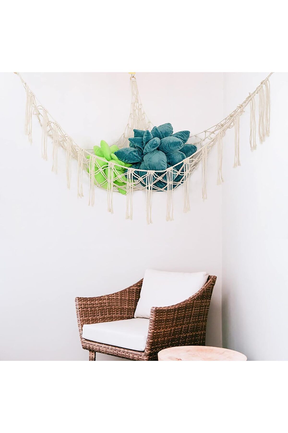Generic-Tazweeq Macrame Nursery Hanging Organizers, Large Boho Style Rope Net Holder for Kids Toys, Easy In 4