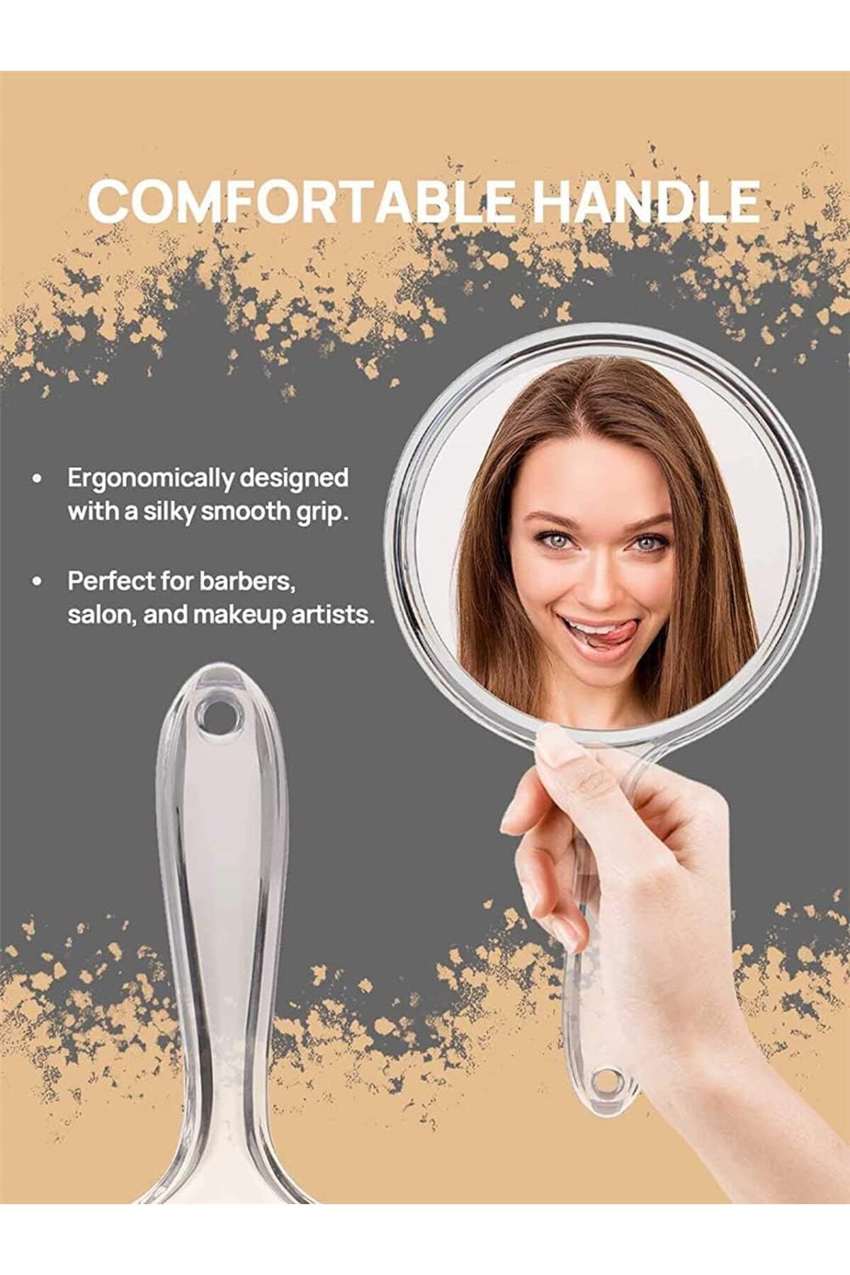 Generic-KASTWAVE Set of 3 Double-Sided Handheld Mirrors with 1X/3X Magnification and Comfortable Handle - f 5