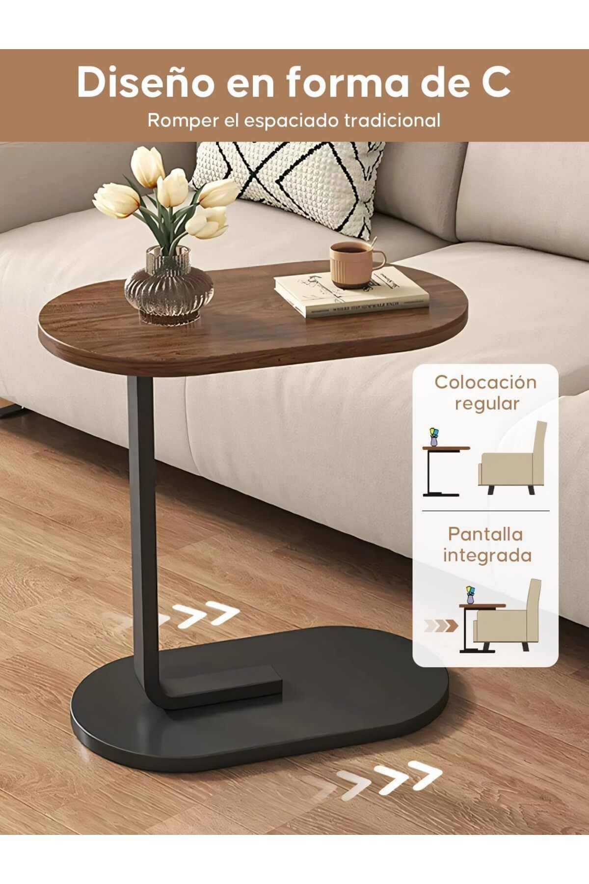 Generic-Jorunb Modern C Shaped Side Table C Shaped End Table for Little Spaces Small Couch Side Tables That 5