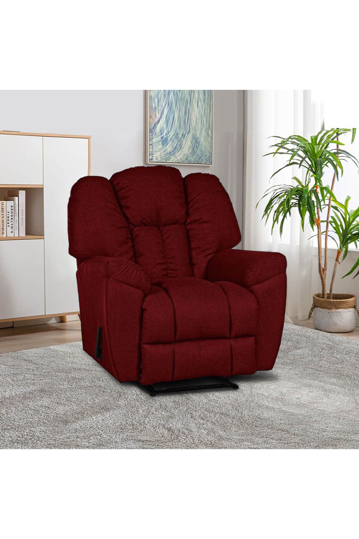 Lazy Vibes-Modern 3-position Canvas Recliner Chair in Luxurious Linen Fabric 1