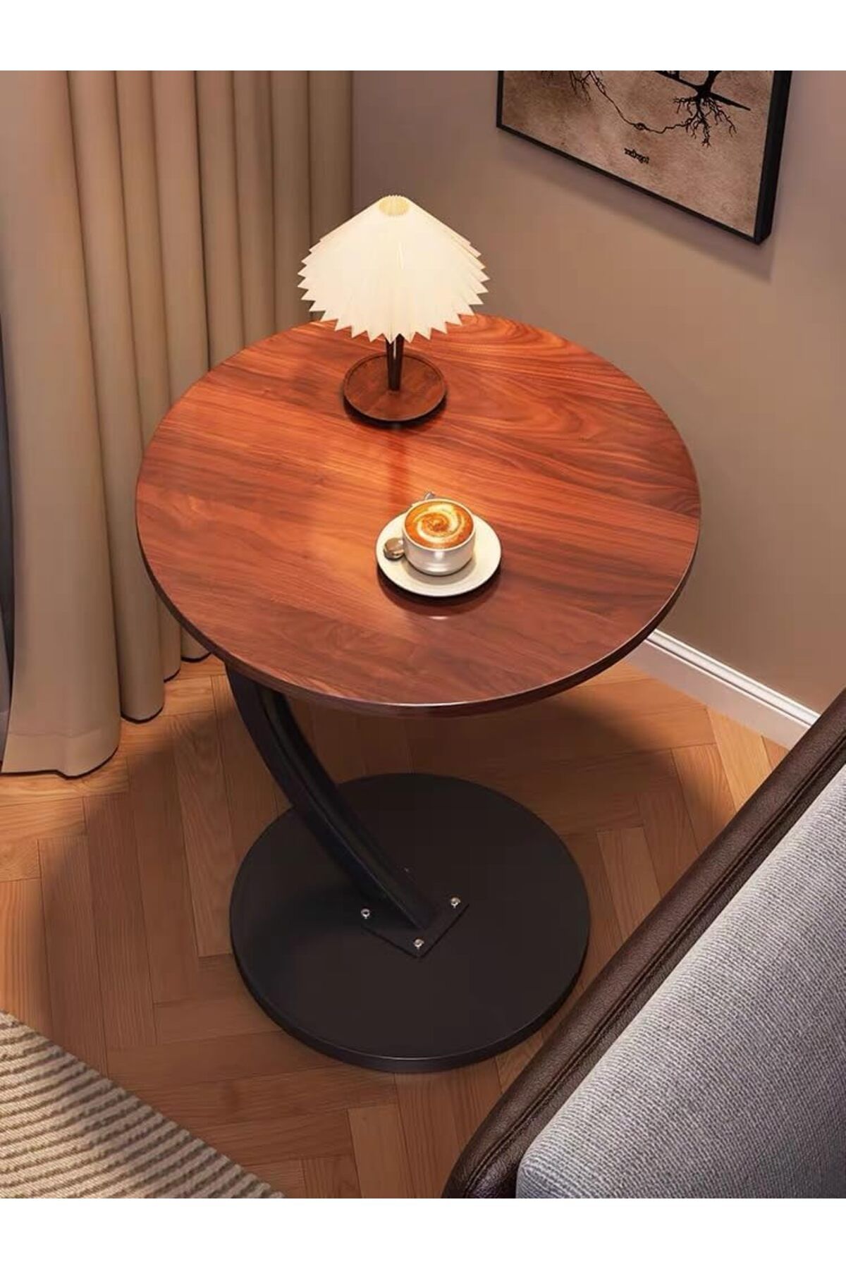 Generic-AIRFULAE Round Side Table, End Table for Small Spaces Round Coffee Table Wood Rustic Nightstand Bed 4