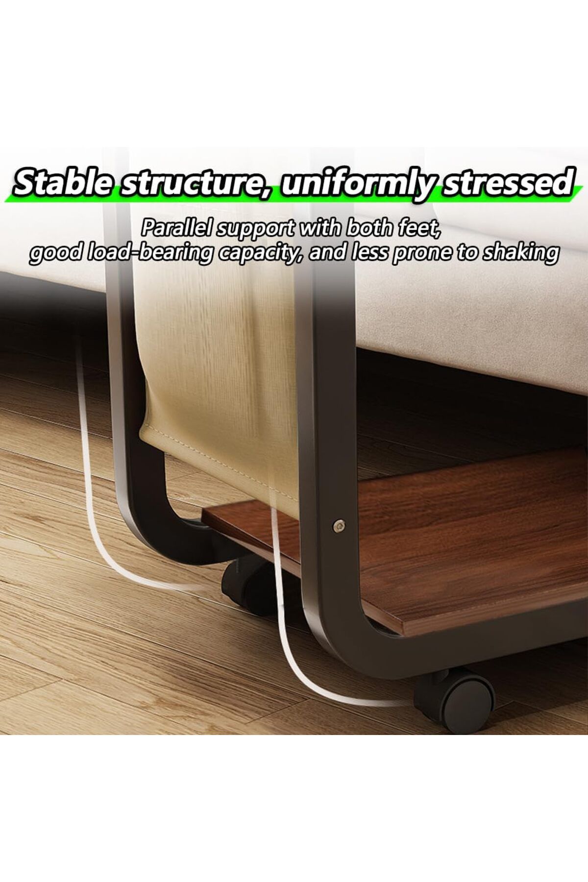 Generic-QEUUNEY C Shaped End Table with Wheel, Couch Table with Side Pockets, Side Table for Couch, Sofa, B 5