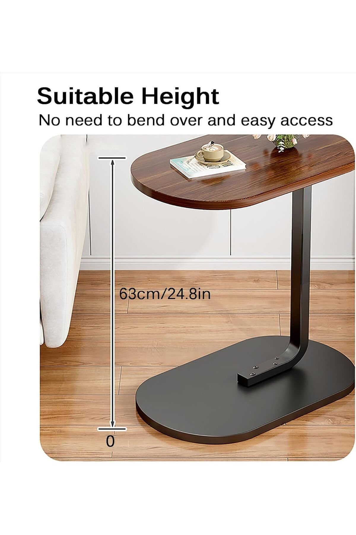 Generic-End Table, C Shaped Side Table, Couch Tables That Slide Under, Small Side Table, Narrow Table for B 5