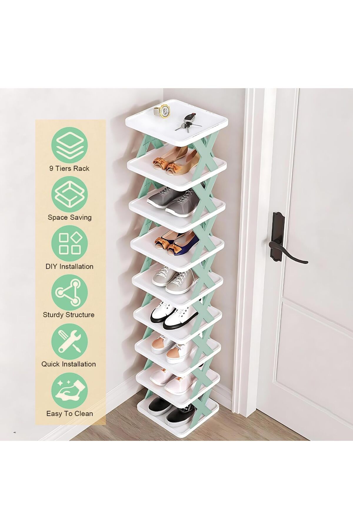 Generic-businager Entryway Multi-layer Shoe Rack Organizer Simple Easy To Assemble Household Foldable Plast 6