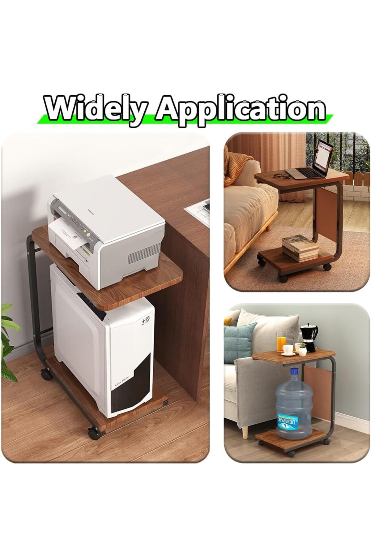Generic-QEUUNEY C Shaped End Table with Wheel, Couch Table with Side Pockets, Side Table for Couch, Sofa, B 7