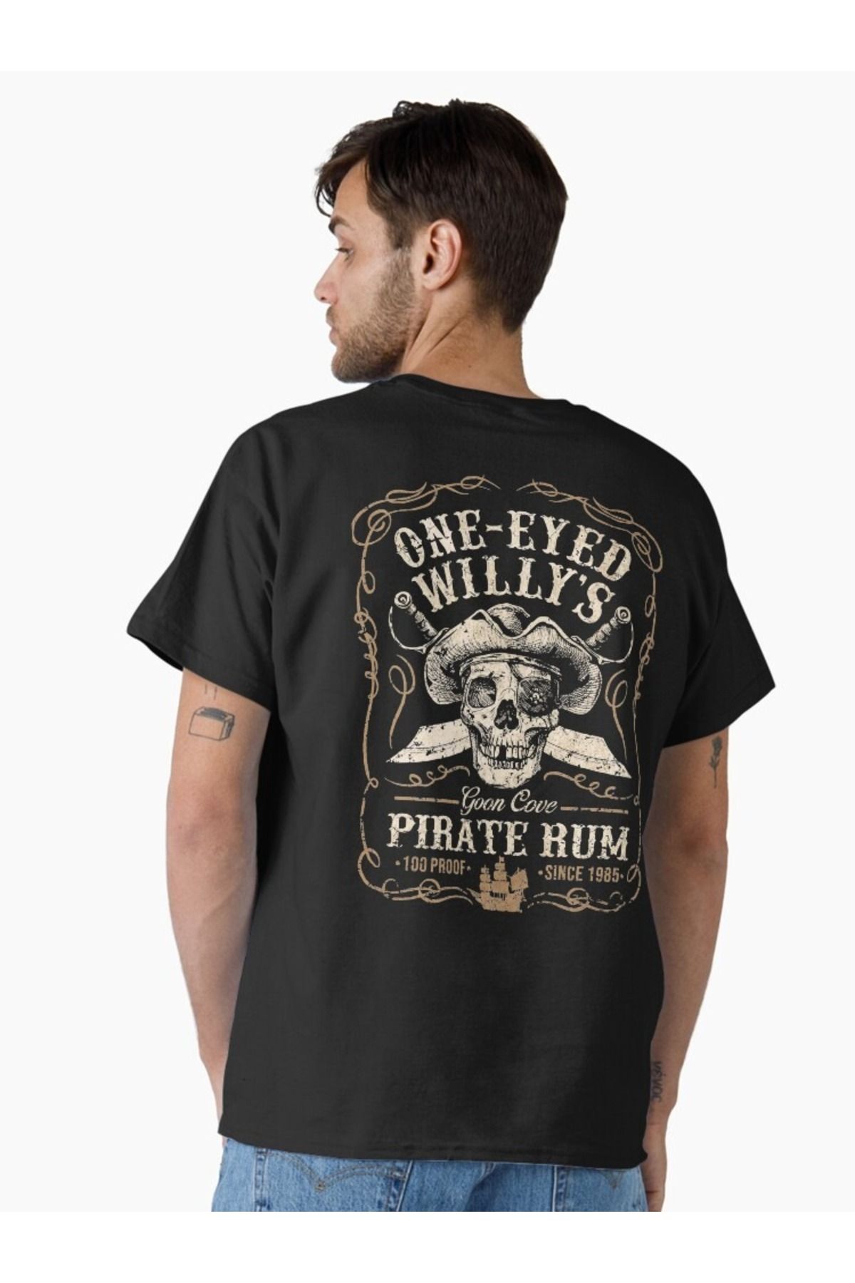 ship master Retro Korsan Baskılı Unisex Tişört – One-Eyed Willy’s Temalı