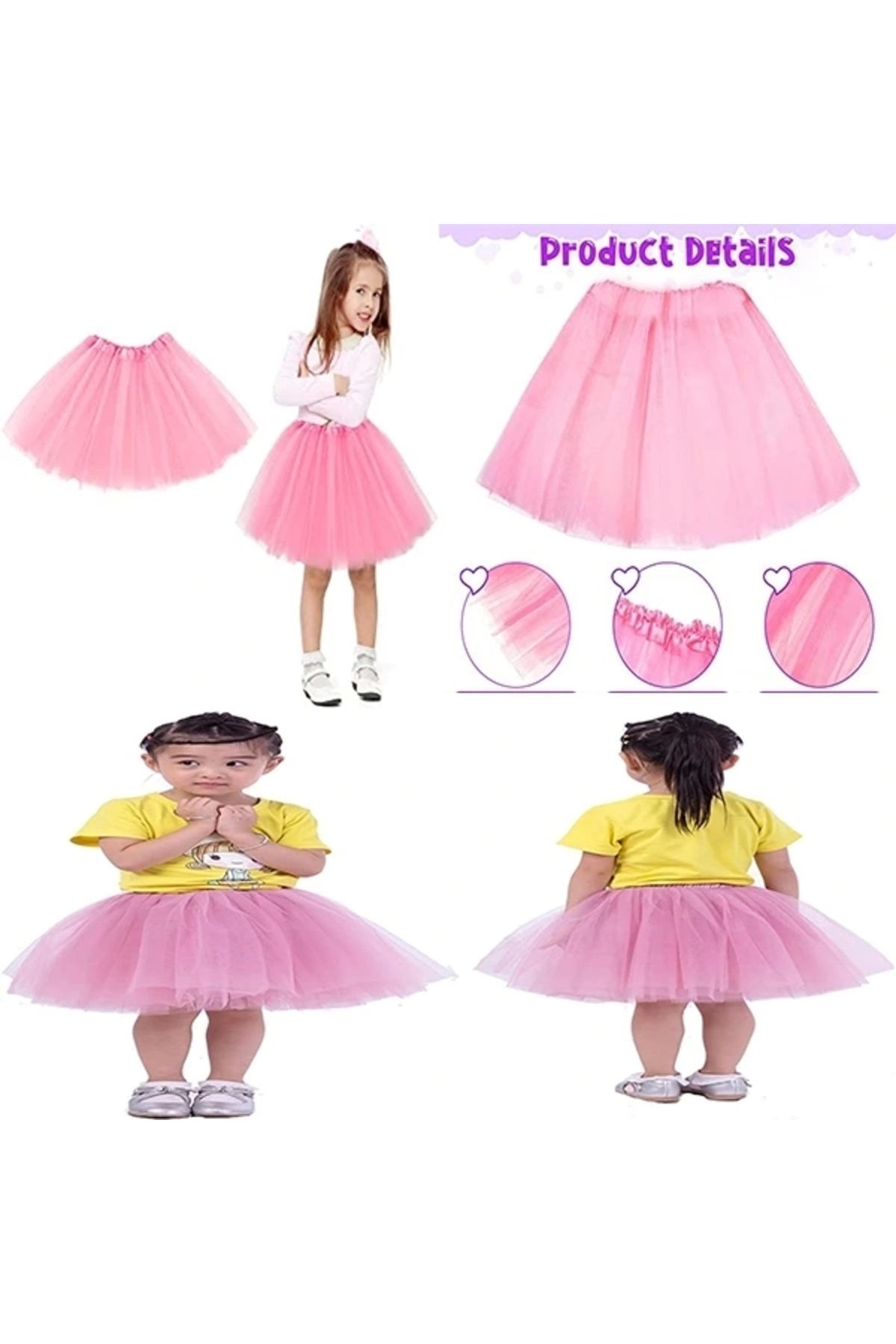 STOREMAX Pembe Renk Tütü Etek Bale Eteği Gösteri Eteği Çocuk Bebek Boy (5047)