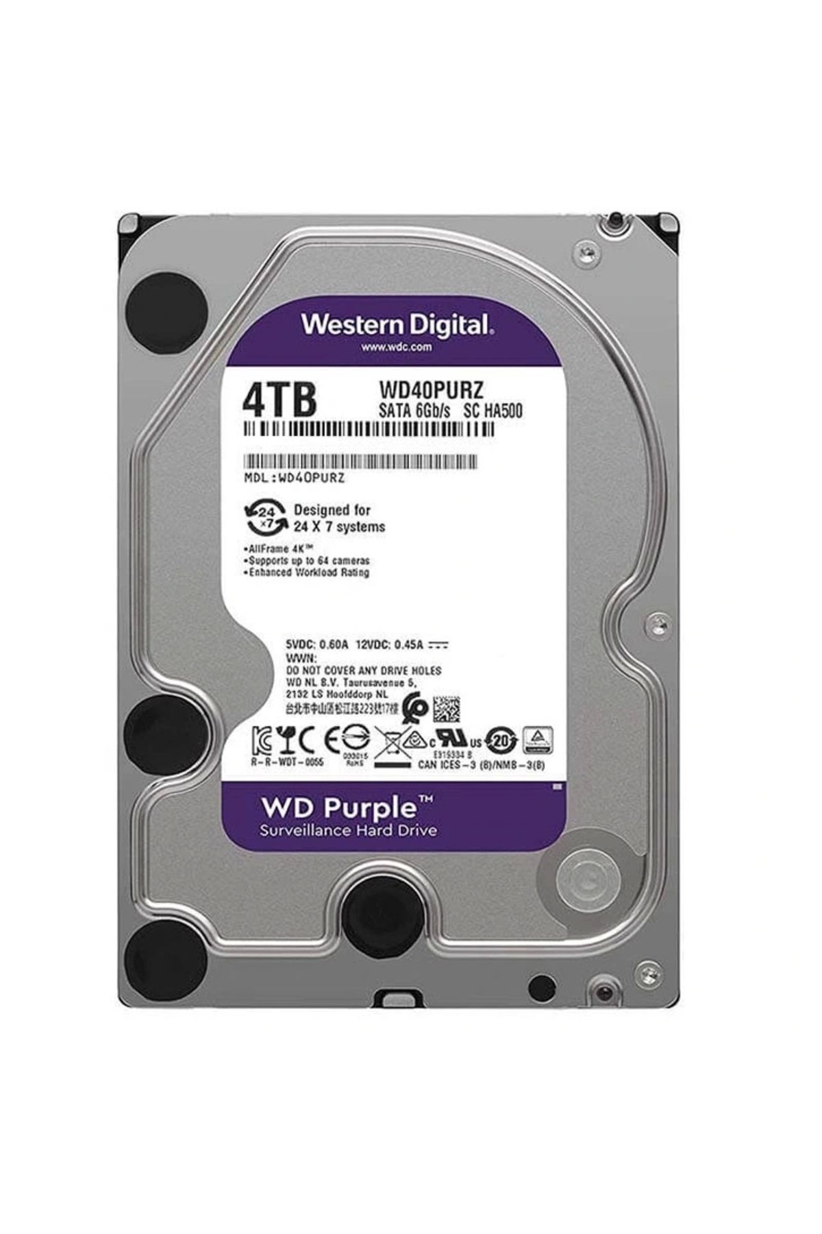 STOREMAX WESTERN DIGITAL PURPLE WD40PURZ/WD42PURZ 4 TB SATA 6GB/S 7/24 GÜVENLİK HARDDISK (5047)