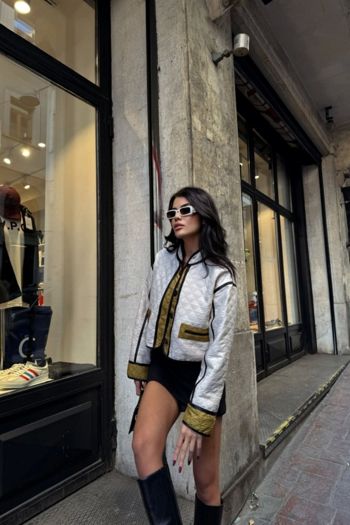 nedo7 ELYAFLI CROP MONT LANDO KUMAŞ - Bej