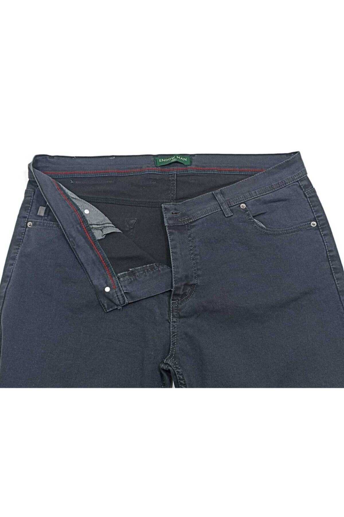 gambia outdoors Erkek Likralı Büyük Beden Normal Bel Düz Paça Kot BÜYÜK BEDEN Pantolon görsel 3