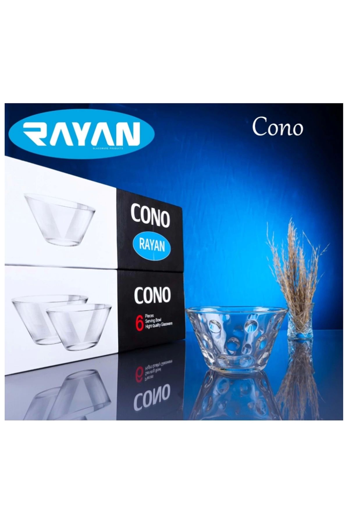 PRATİKOBA Rayan Cono 6'lı Noktalı Cam Kase
