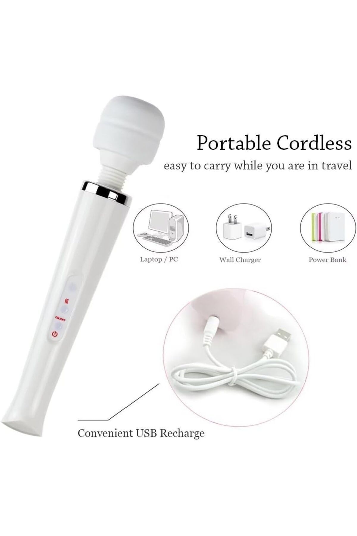 fulina-USB Charge Handheld Massager,Can Be Bent 360°,10 Modes,Variable Intensity,Noise Less than 40db 5