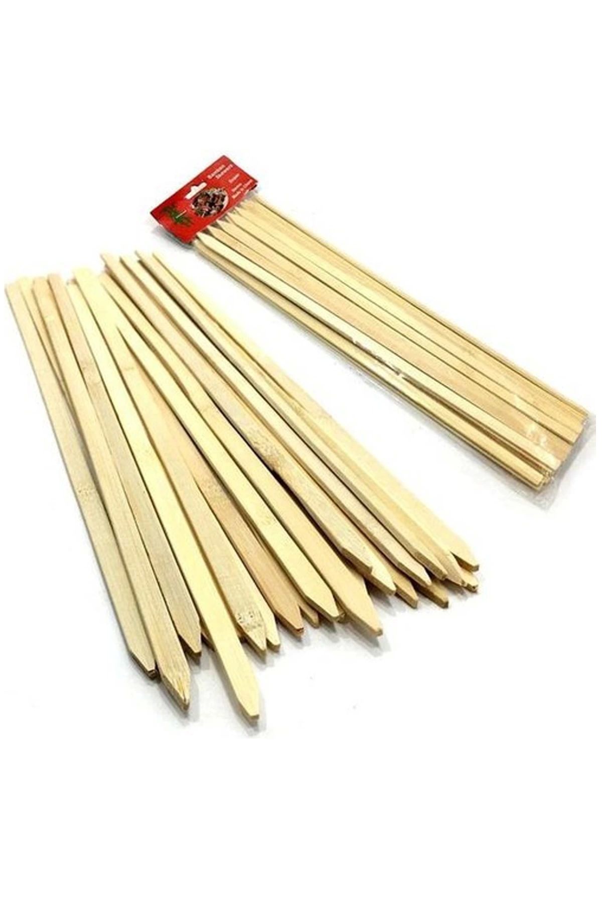 PRATİKOBA Bambu Adana Kebap Şişi Ahşap 25 Adet Yassı Çöp Şiş Kebap Şişi 30 cm