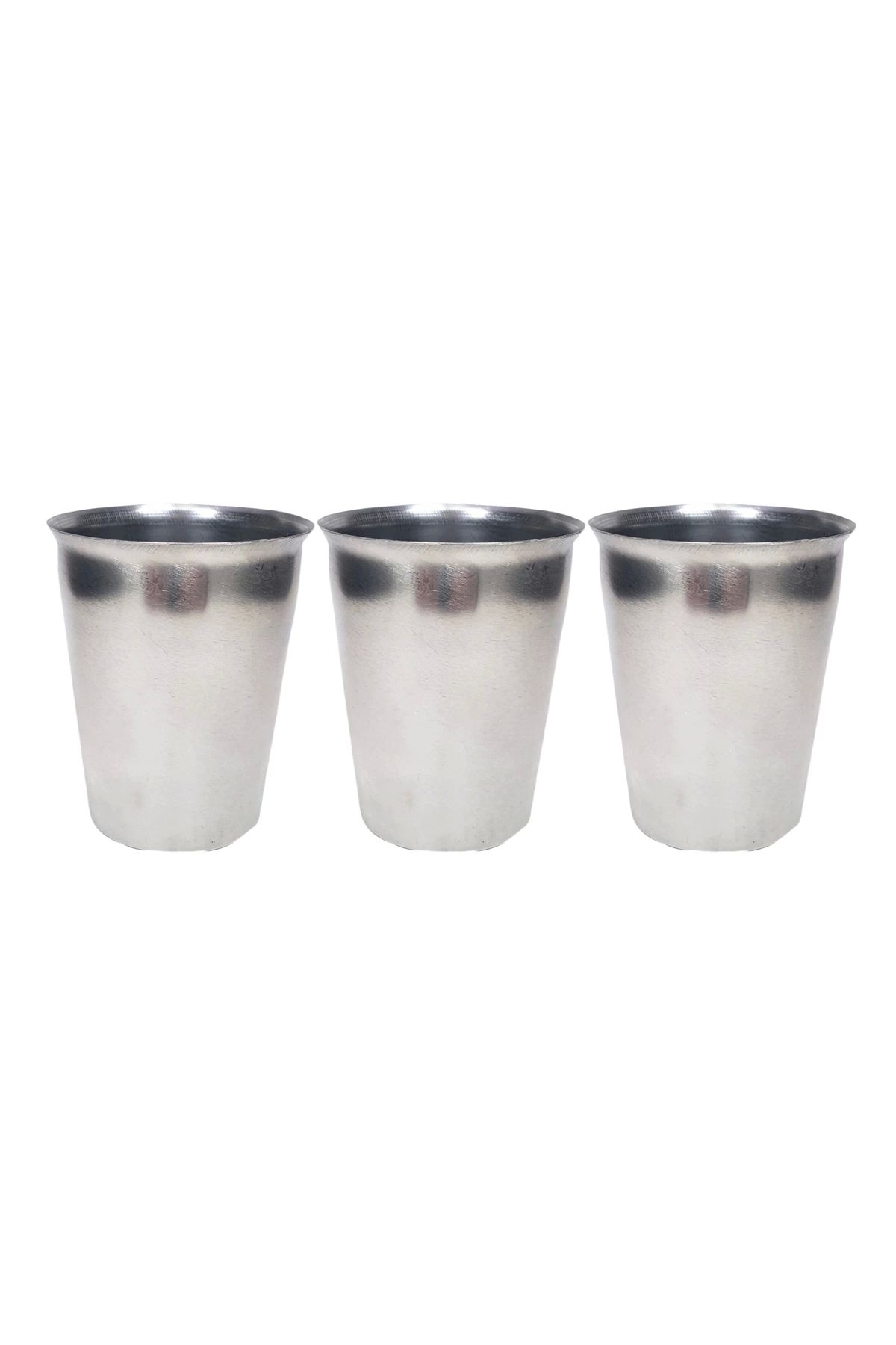 PRATİKOBA 3 Adet Paslanmaz Çelik Krom Bardak 9 x 7,5 x 5,5cm