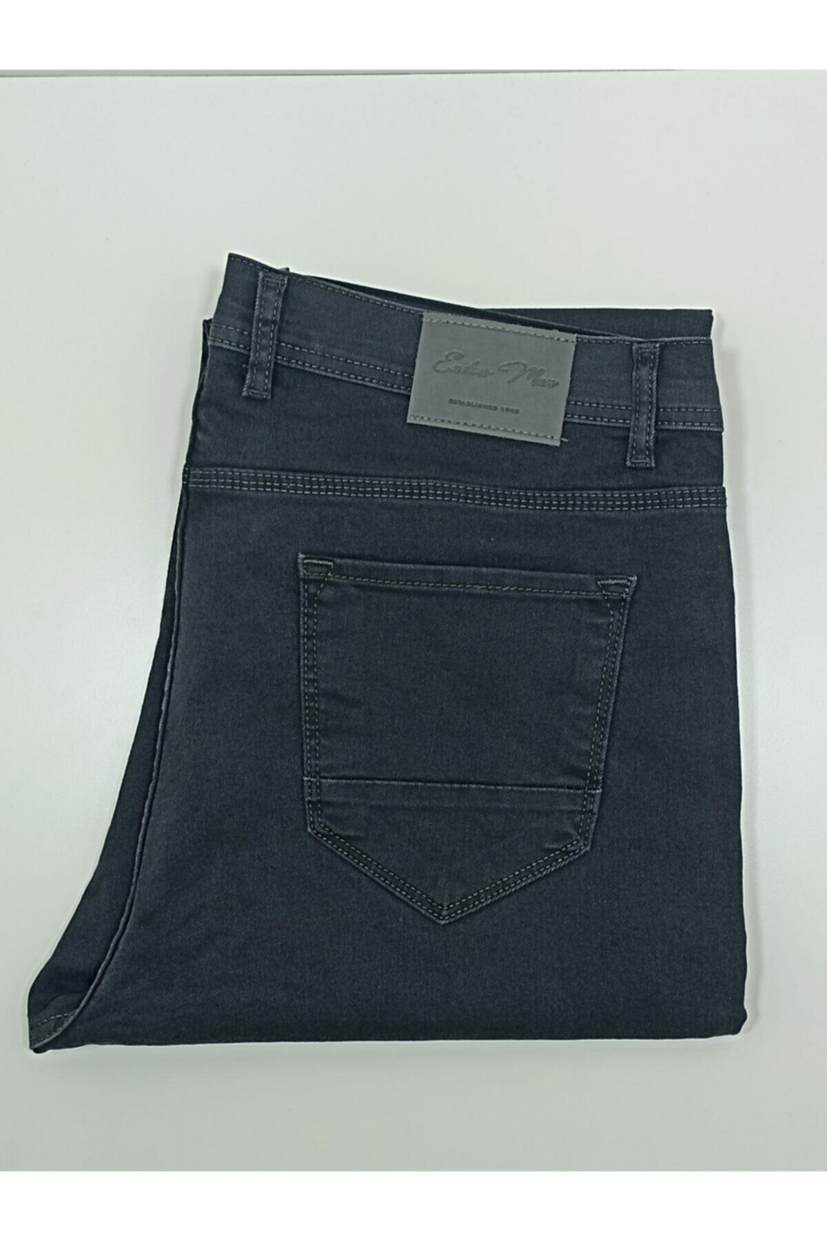 gambia outdoors Erkek Likralı Büyük Beden Normal Bel Düz Paça Kot BÜYÜK BEDEN Pantolon görsel 4