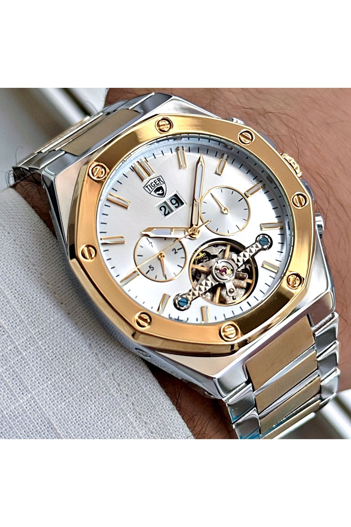 Tiger TİGER ERKEK KOL SAATİ TI-610AO 42MM-46MM METAL-GOLD