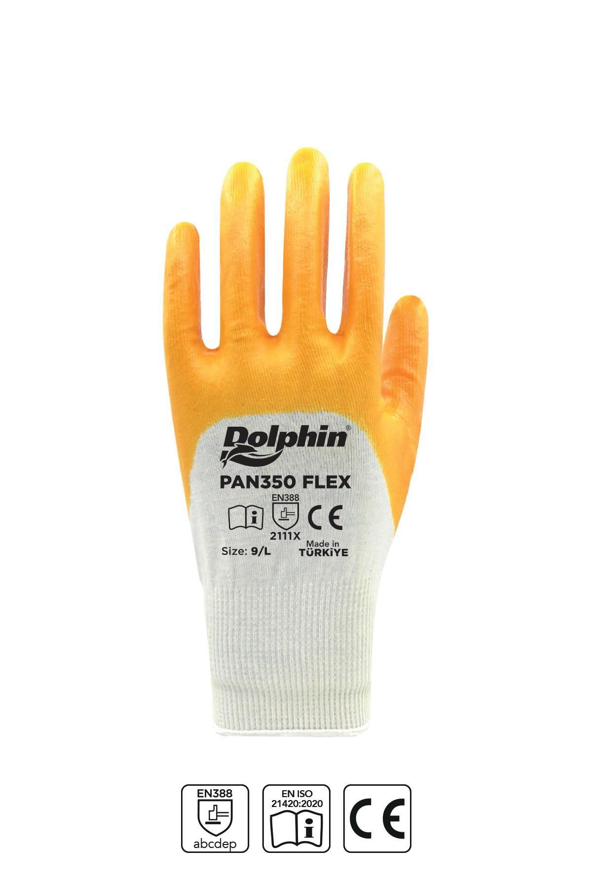 supertrend Süpertrend Dolphin Pamuk Nitril İş Eldiveni Beyaz/sarı Pan350 Flex 9-l 12 Çift