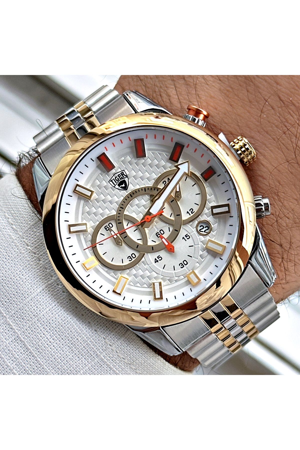 Tiger TİGER ERKEK KOL SAATİ TI-623AY 42MM-46MM METAL-GOLD