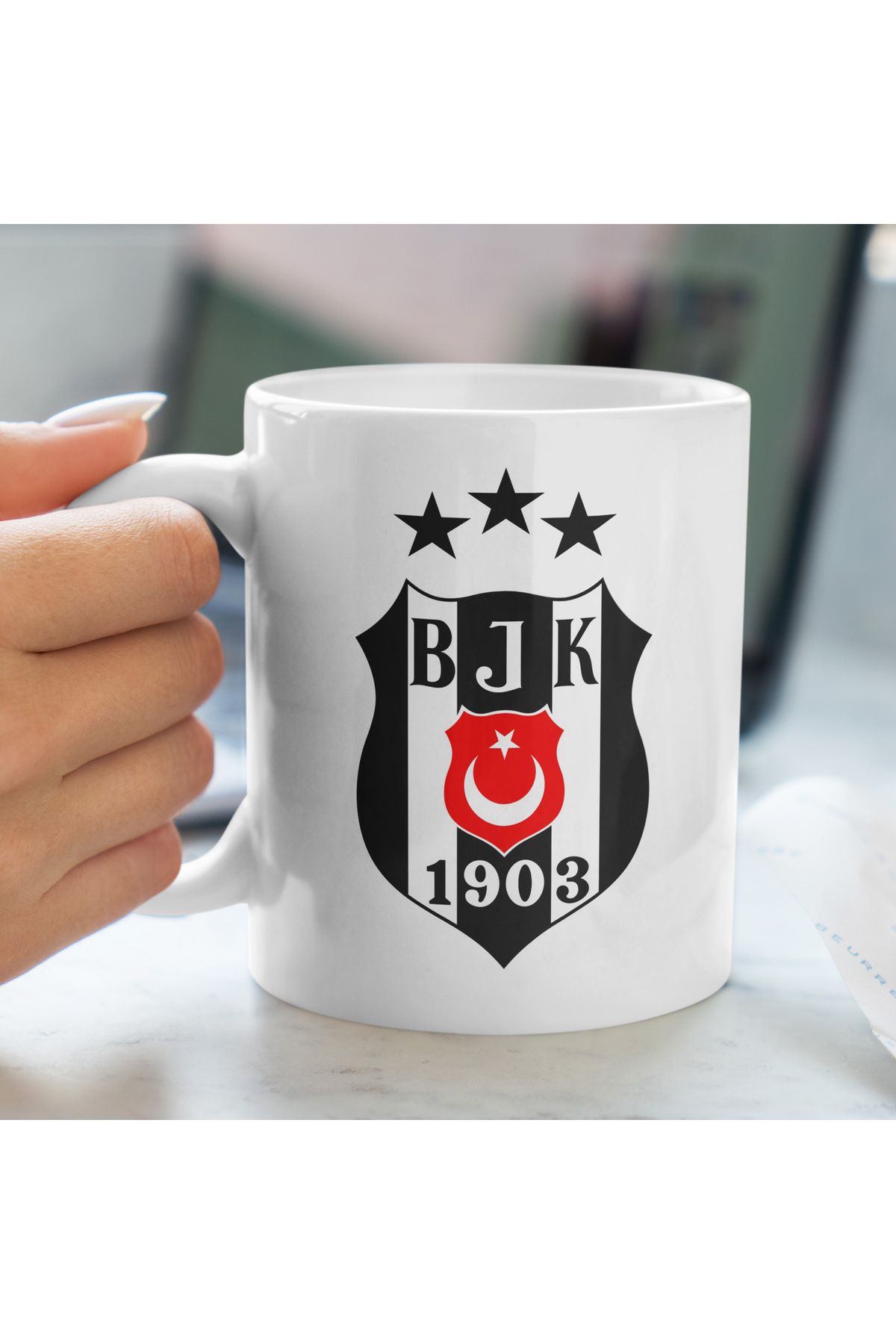 Ayabak Kupa Bardak - Beşiktaş Arması Desenli Kupa Bardak - Hediyelik Kupa Bardak