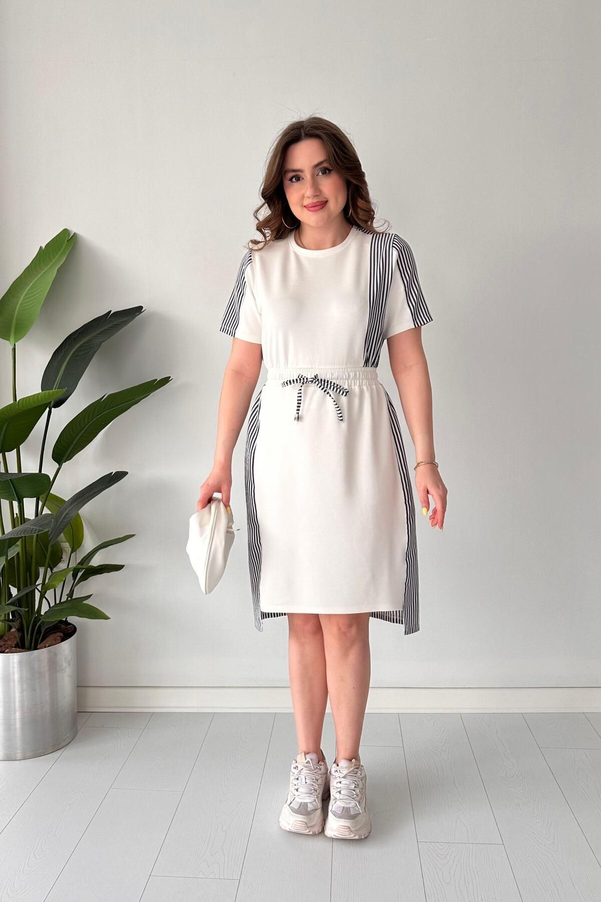 MaziButik Sırtı Poplin Modal Elbise Siyah