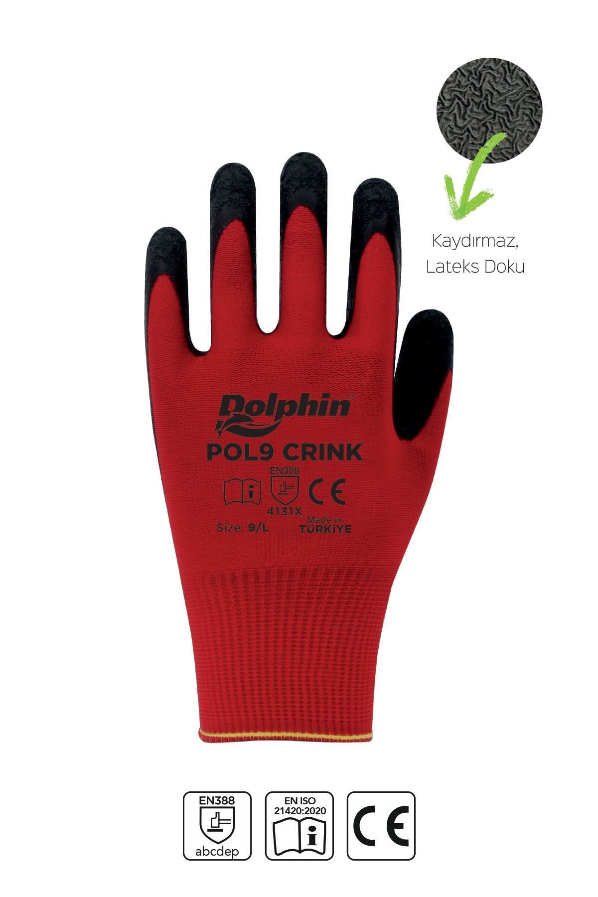 supertrend Süpertrend Dolphin Polyester Lateks İş Eldiveni Kırmızı/siyah Pol9 Crınk 9-l 1 Çift