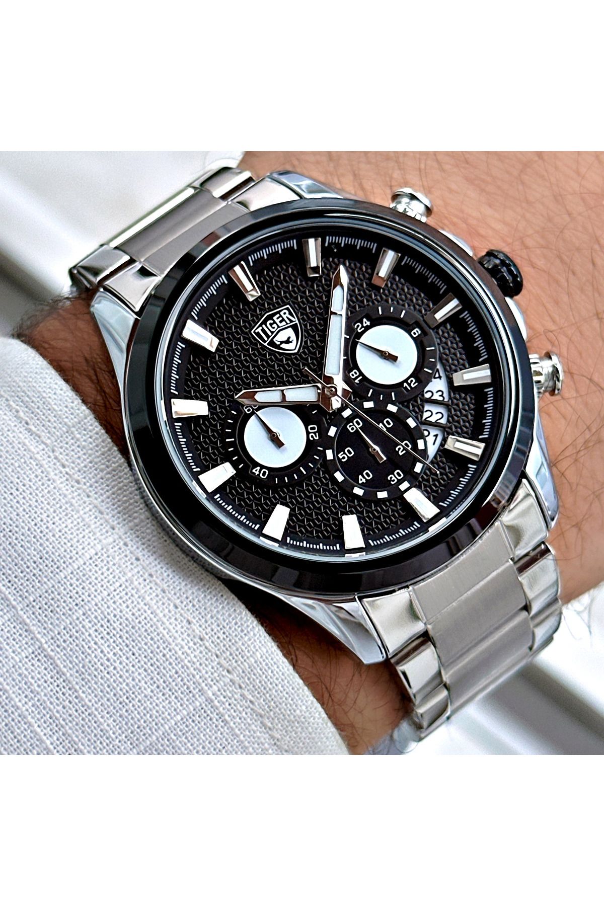 Tiger TİGER ERKEK KOL SAATİ TI-618AY 42MM-46MM Metal-Gri