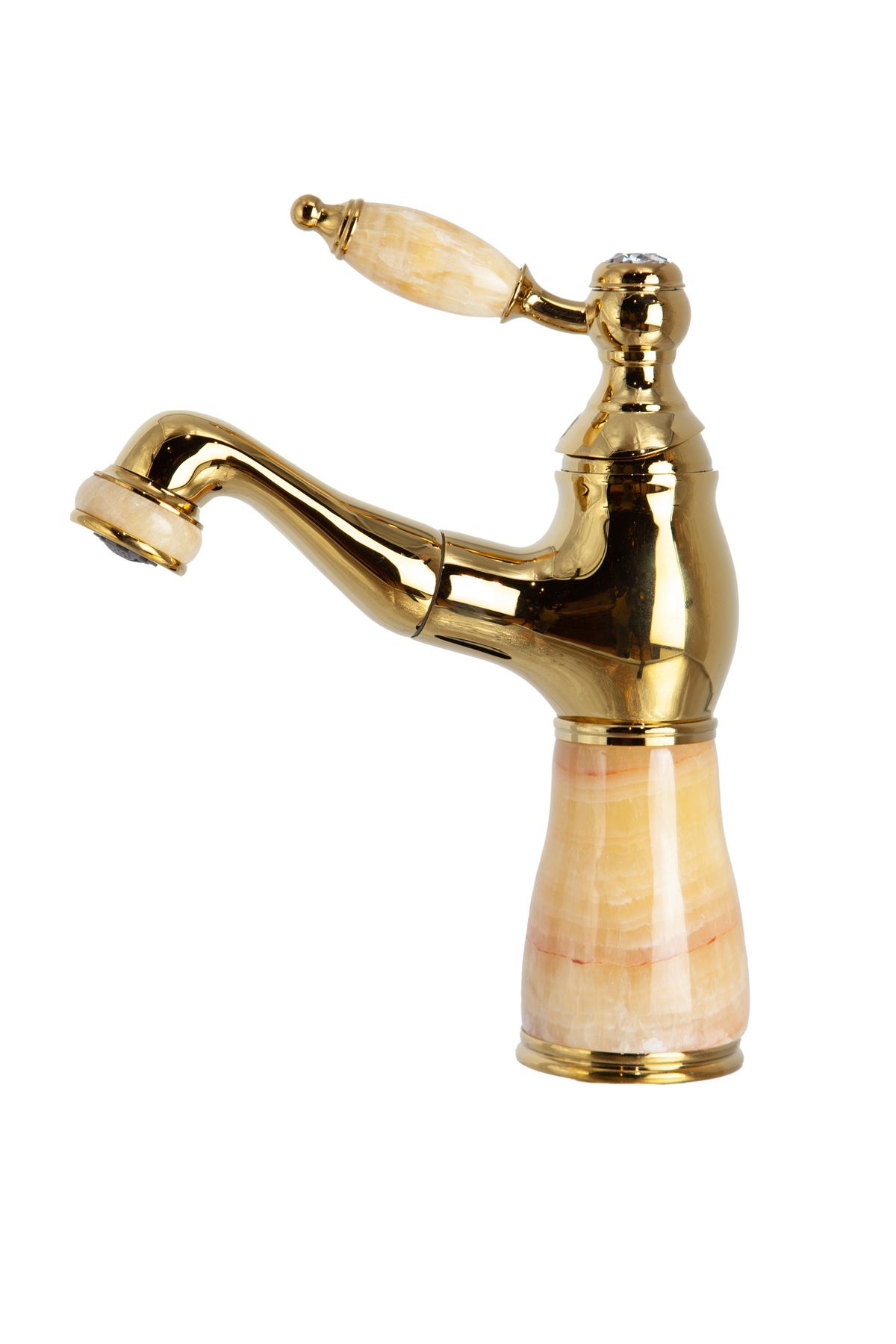 HT PRİMA MERMER DESENLİ SPİRALLİ LAVABO BATARYASI GOLD