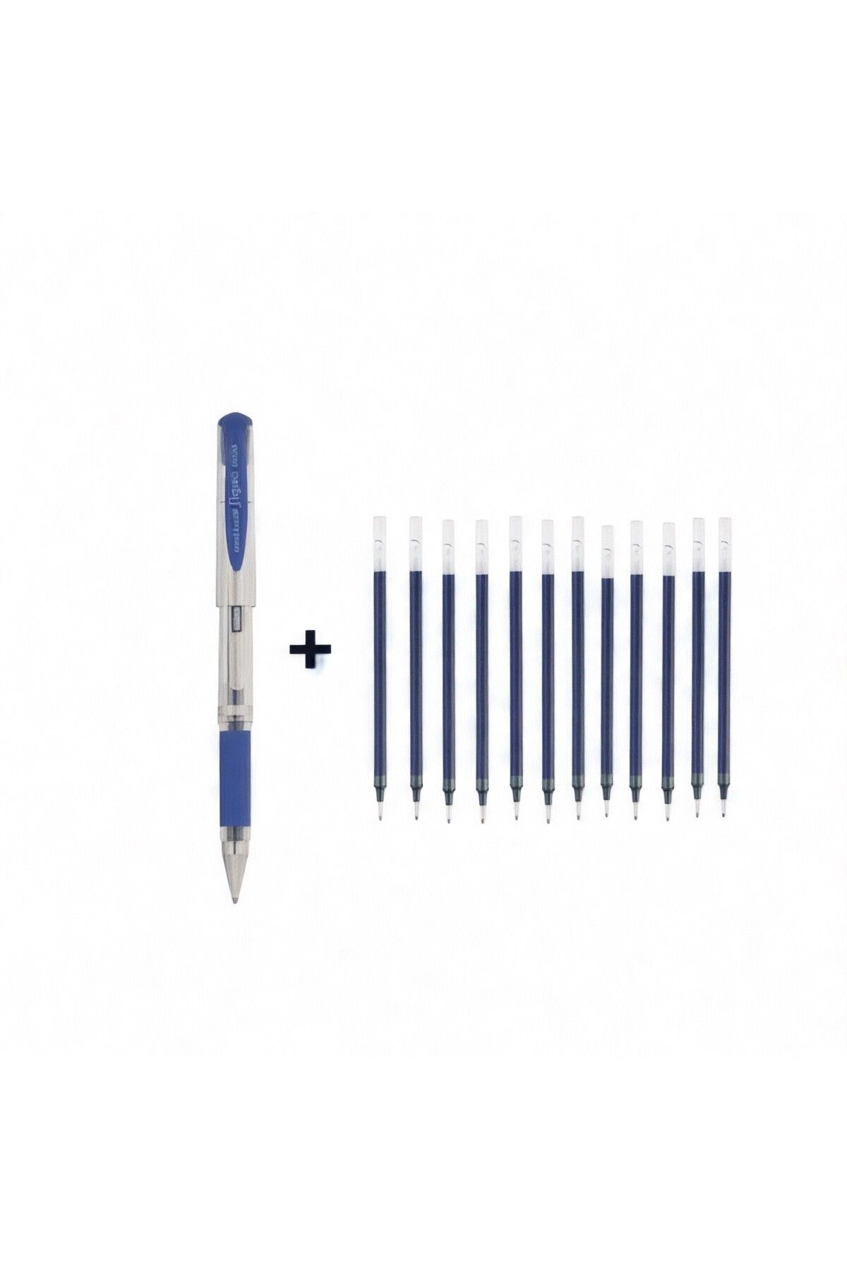UNİ-BALL Um-153 İmza Kalemi 1.00mm Mavi + 12 Adet Yedek Refil Mavi