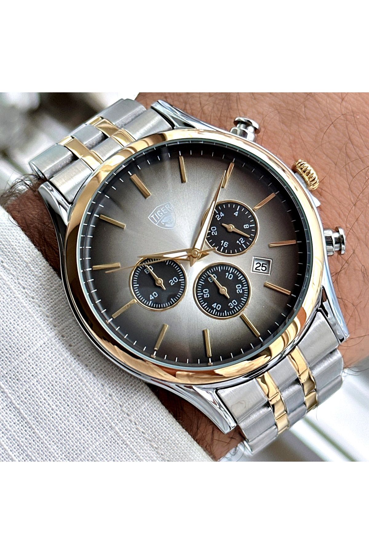 Tiger TİGER ERKEK KOL SAATİ TI-619EY 42MM-46MM METAL-GOLD