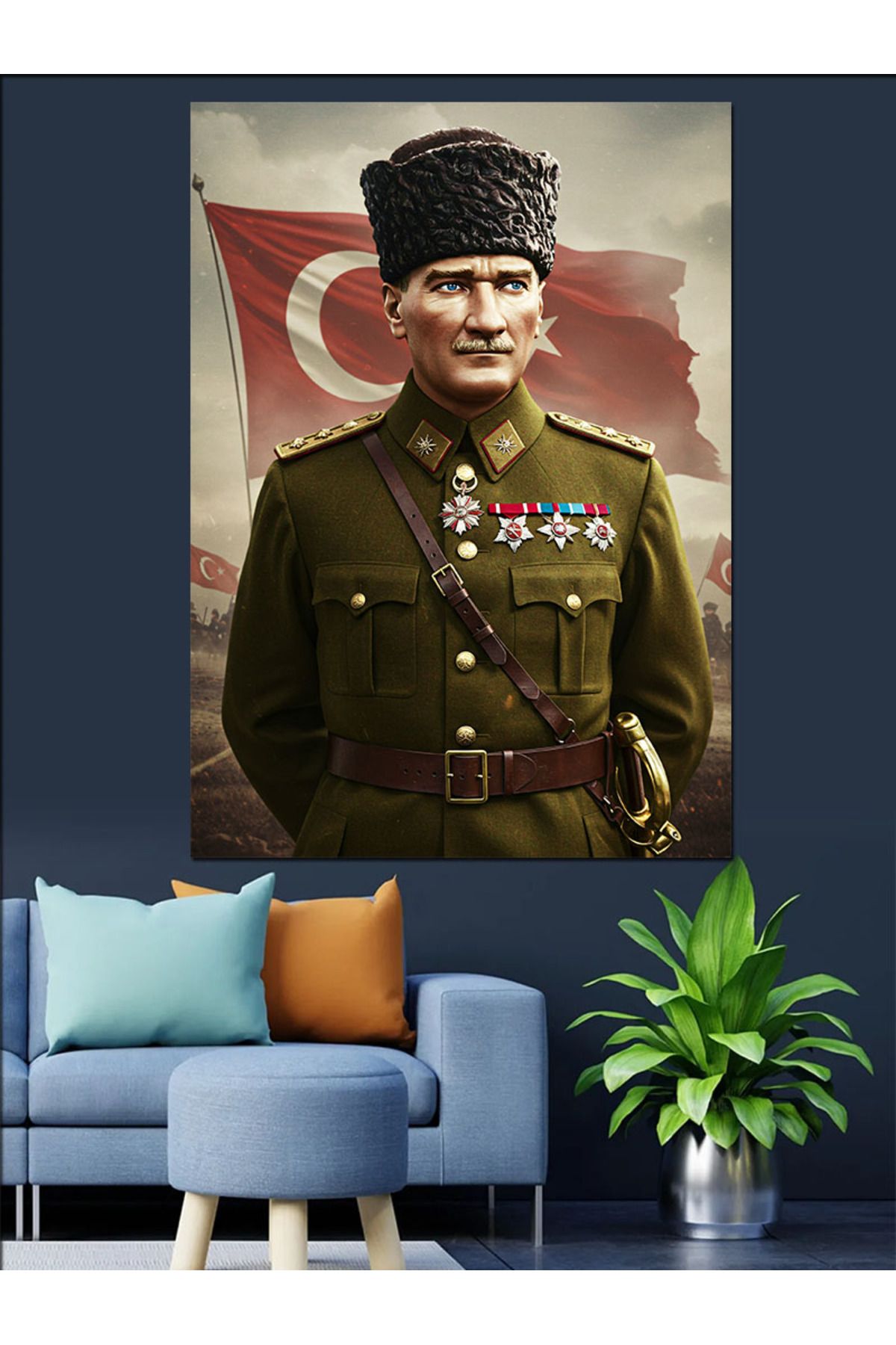 Tablomega Mustafa Kemal Atatürk Dekoratif Kanvas - Mdf Ahşap Tablo