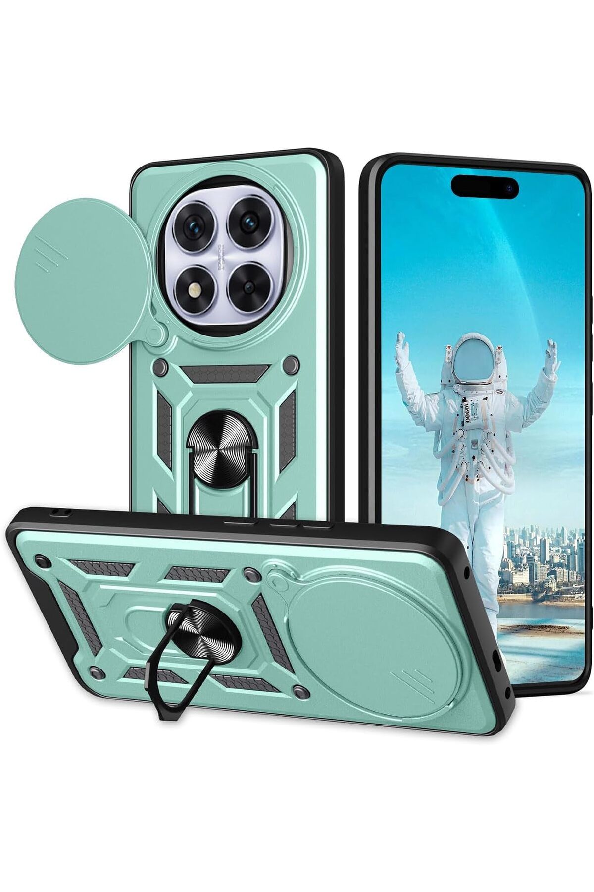 Rivor Xiaomi Redmi Note 14 Pro 4G Uyumlu Kılıf Kamera Sürgülü Standlı Yüzüklü Darbe Emici Koruyucu Kapak