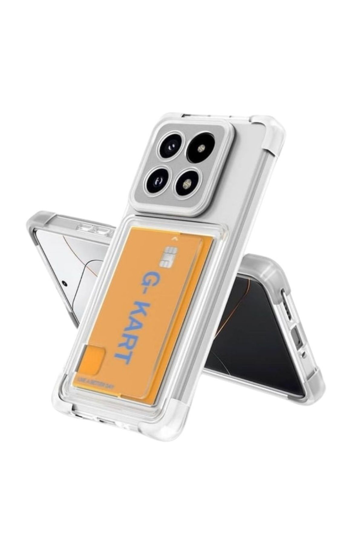 HANPORIUM Infinix Note 30 Kılıf Darbe Emici Köşe Korumalı Kartlıklı Cüzdanlı Silikon Kapak - Şeffaf