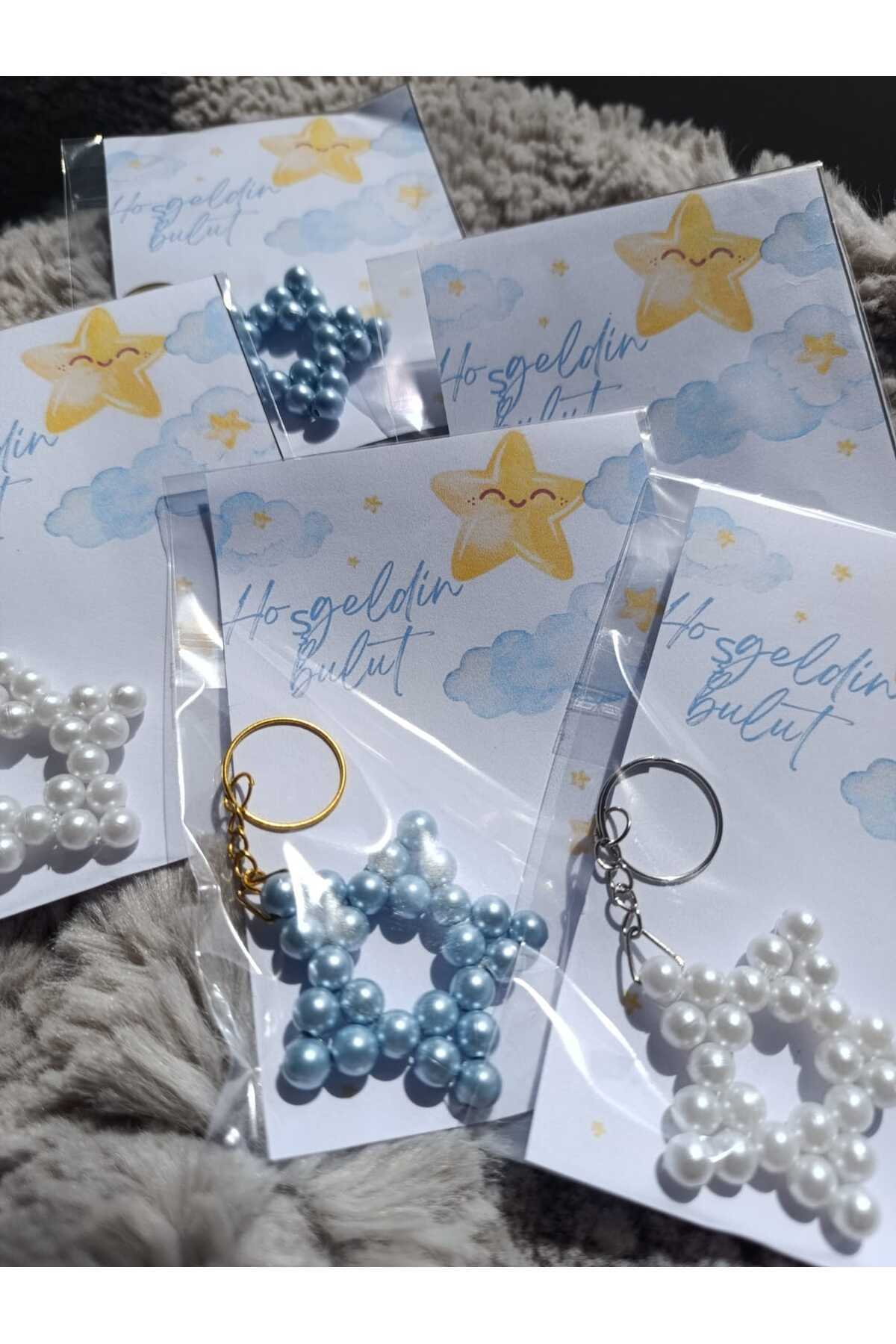 NLYCOLLECTİON İNCİ YILDIZ ANAHTARLIK 20 ADET (KİŞİYE ÖZEL) BEBEK MEVLİDİ, DOĞUMGÜNÜ,HOŞGELDİN BEBEK,HEDİYELİĞİ fotoğrafı 2 (önizleme)