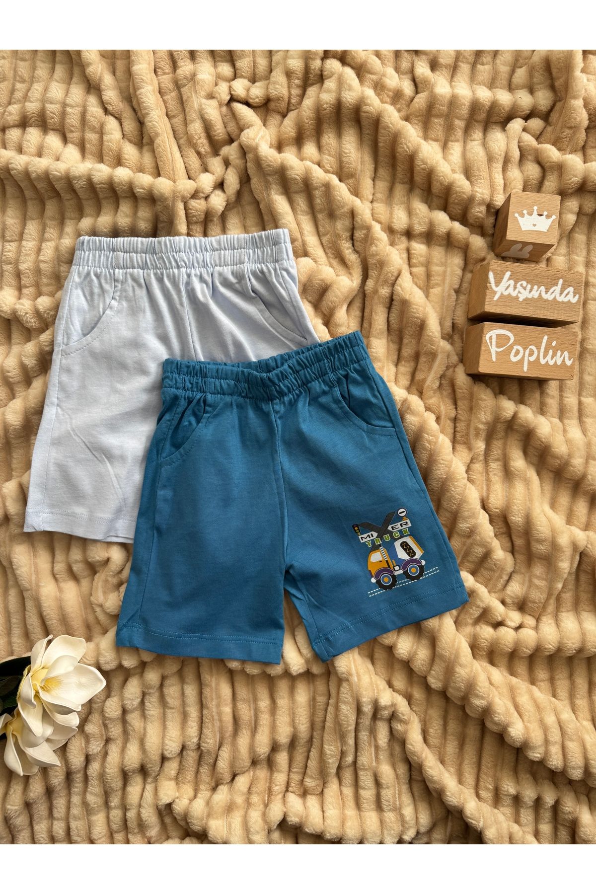 poplinçocuk Poplin Bebek & Çocuk Mavi 2'li Erkek Şort