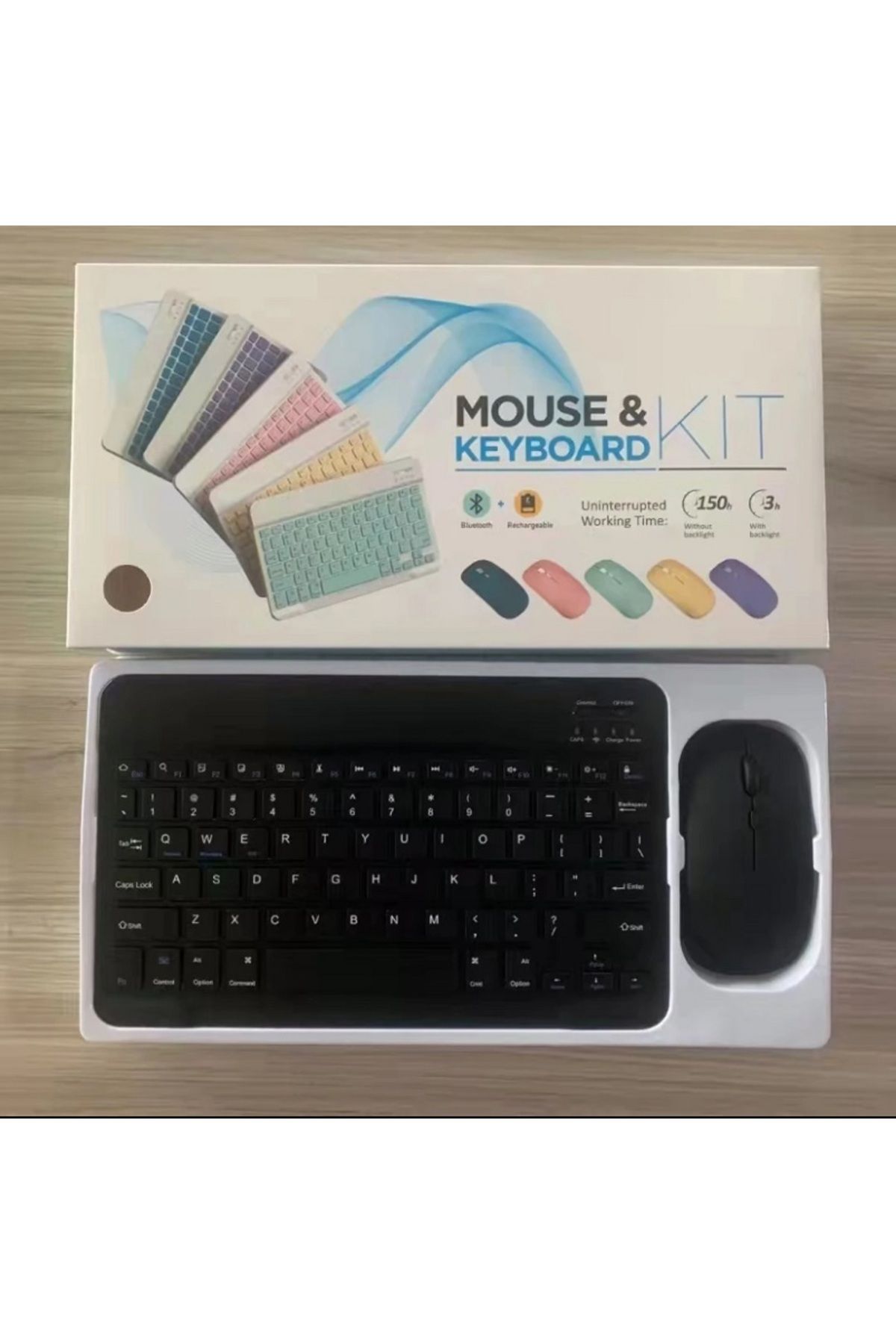ROSEPREMİUM 4470 Kablosuz Ultra Slim Şarjlı Mini Bluetooth Q Klavye Mouse Set Siyah