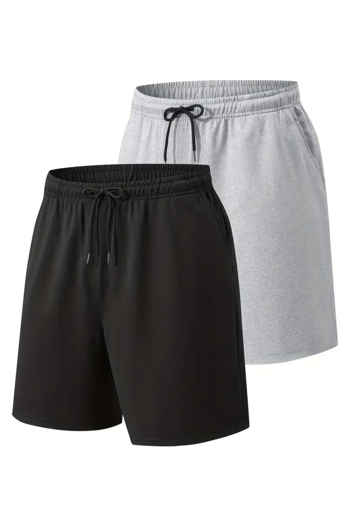 LASVES İKİ ADET UNISEX SİYAH GRİ ŞORT