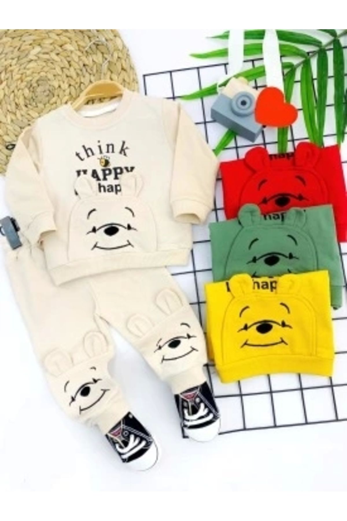 Diji Baby 9-12-18-24 Ay Pohh Desenli Uzun Kollu Sweat 2li Kız Erkek Bebek Takımı