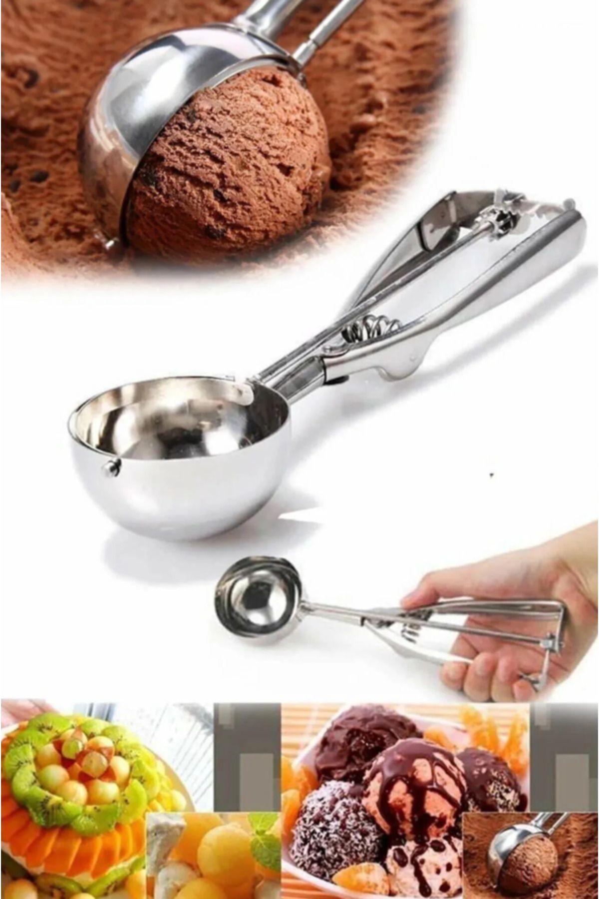 TUMU LIFE Paslanmaz Çelik Çek Bırak Top Dondurma Alma Kaşığı Dondurma Kaşığı