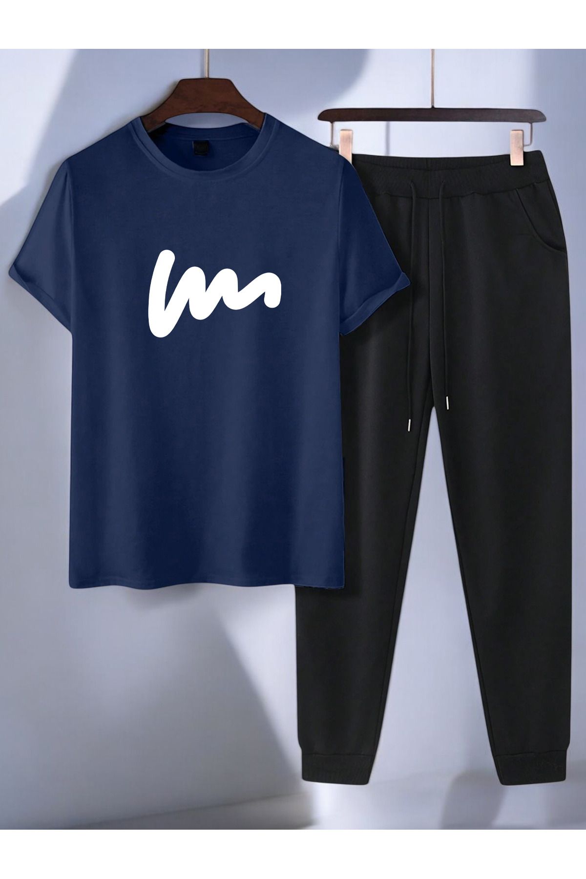 uyguntarz Unisex W Yazı Tasarım Basklı Tshirt Eşofman Takımı